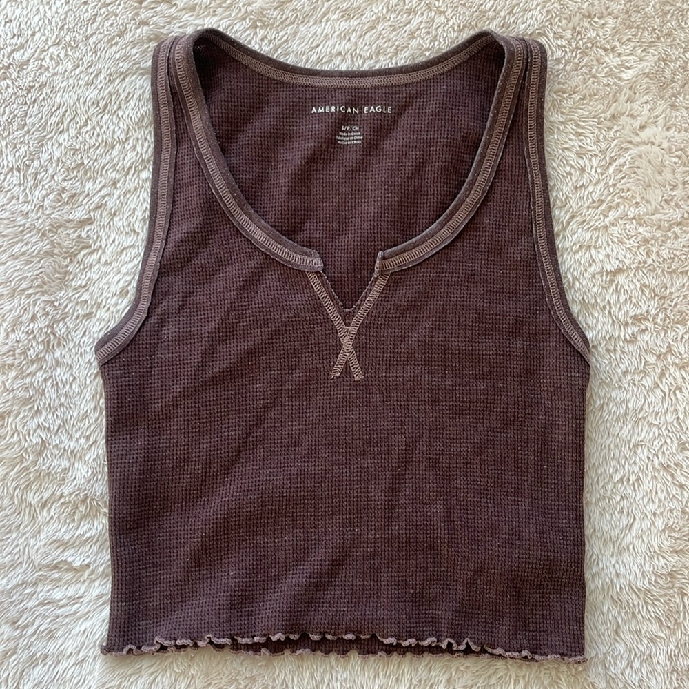 American Eagle Brown Cropped Tank Top